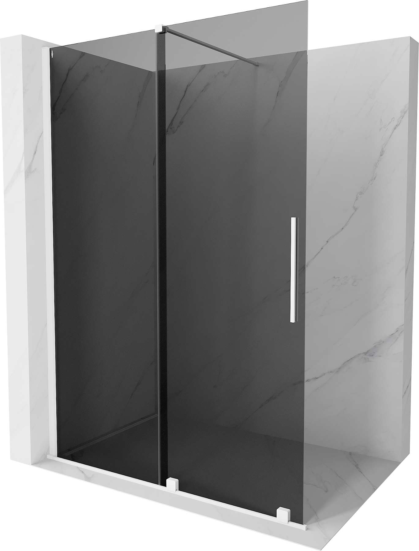 Mexen Velar ścianka prysznicowa rozsuwana Walk-in 160 x 200 cm, grafit 8 mm, biała - 871-160-000-43-20