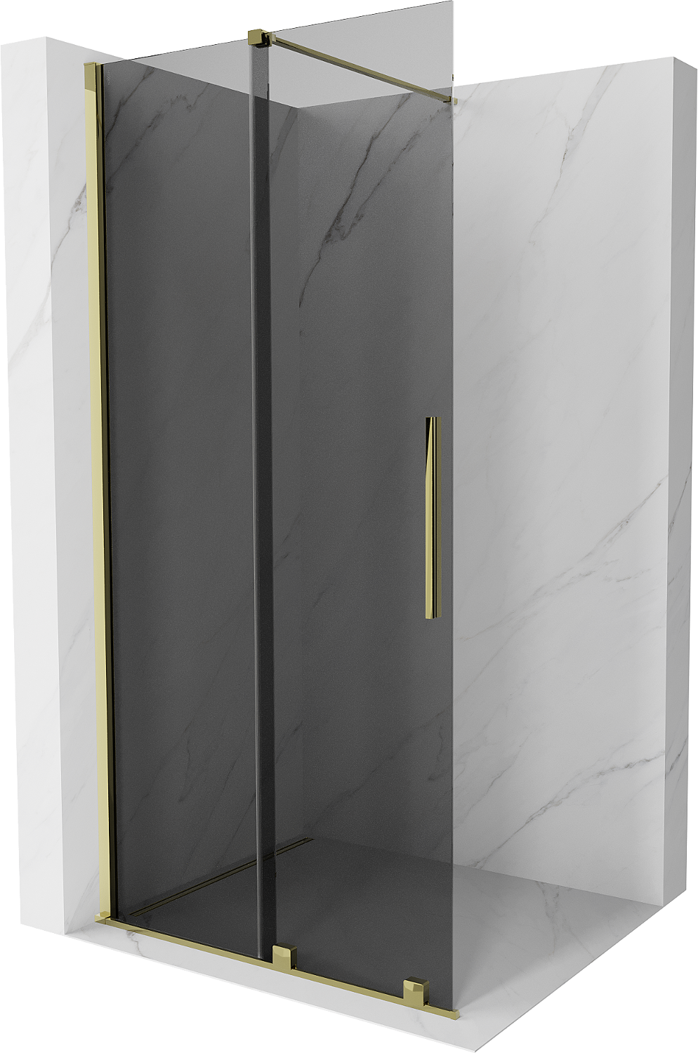 Mexen Velar ścianka prysznicowa rozsuwana Walk-in 110 x 200 cm, grafit 8 mm, złota - 871-110-000-43-50