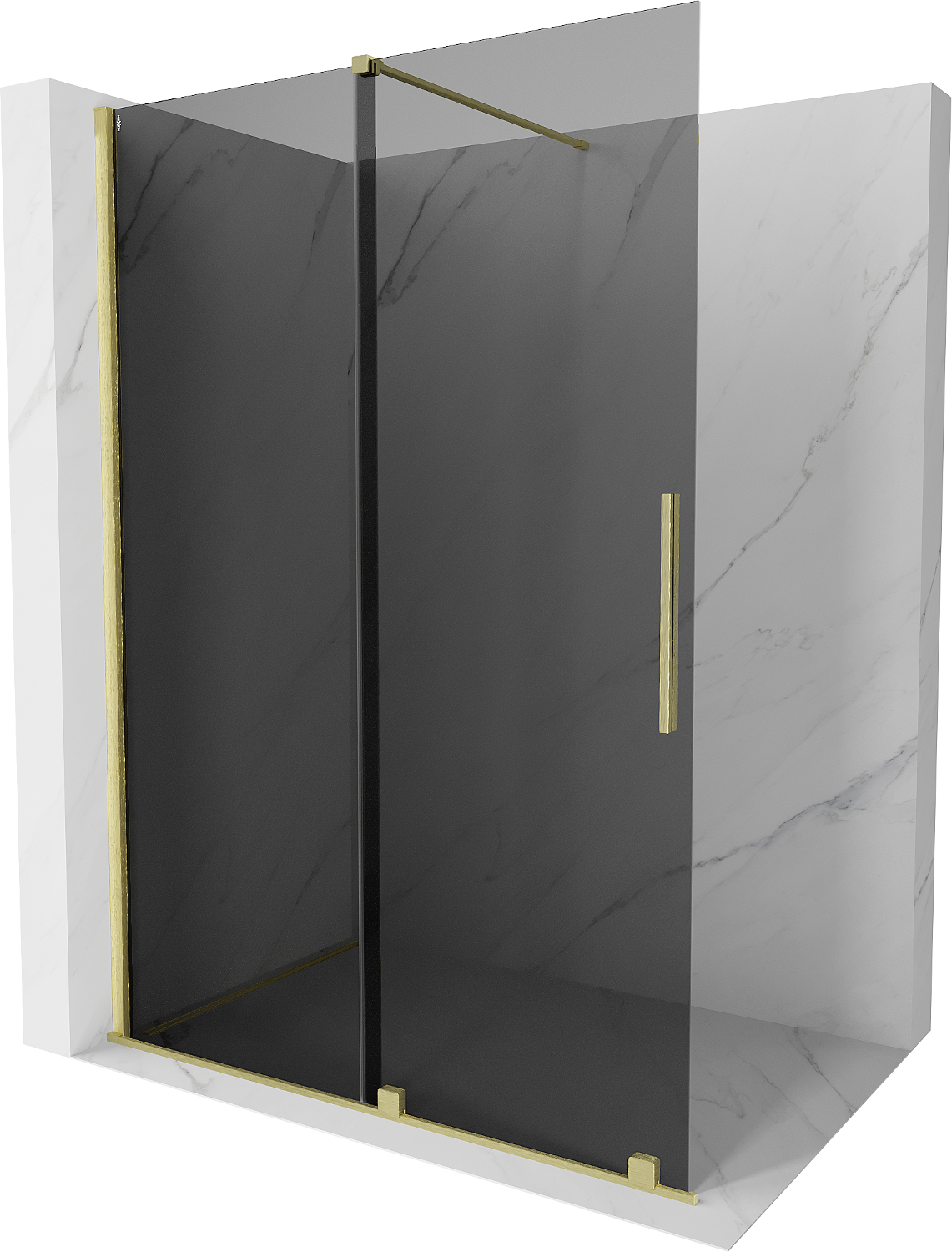 Mexen Velar ścianka prysznicowa rozsuwana Walk-in 160 x 200 cm, grafit 8 mm, złota szczotkowana - 871-160-000-43-55