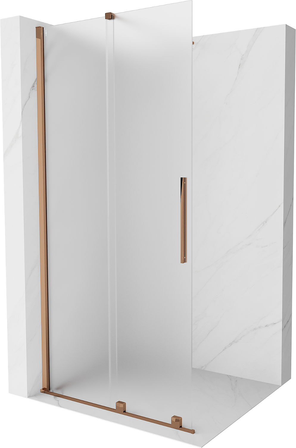 Mexen Velar ścianka prysznicowa rozsuwana Walk-in 75 x 200 cm, szron 8 mm, różowe złoto - 871-075-000-33-60