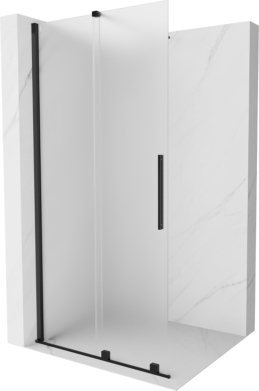 Mexen Velar ścianka prysznicowa rozsuwana Walk-in 90 x 200 cm, szron 8 mm, czarna - 871-090-000-33-70
