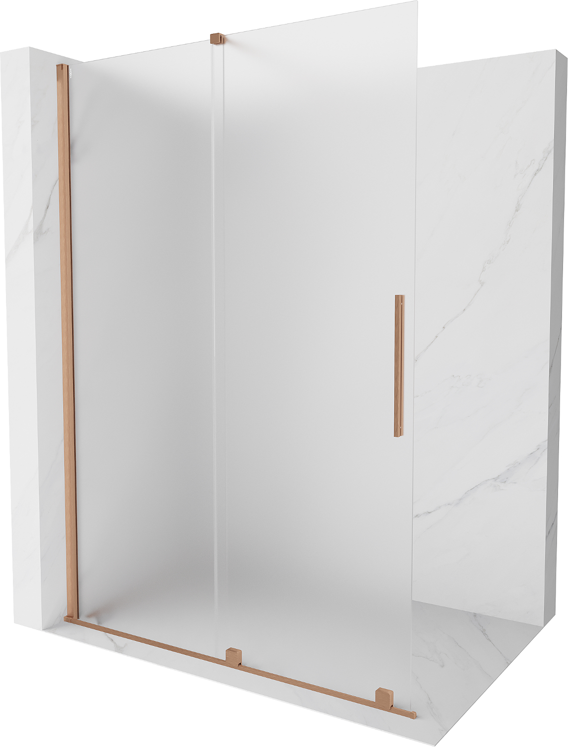 Mexen Velar ścianka prysznicowa rozsuwana Walk-in 130 x 200 cm, szron 8 mm, miedź szczotkowana - 871-130-000-33-65