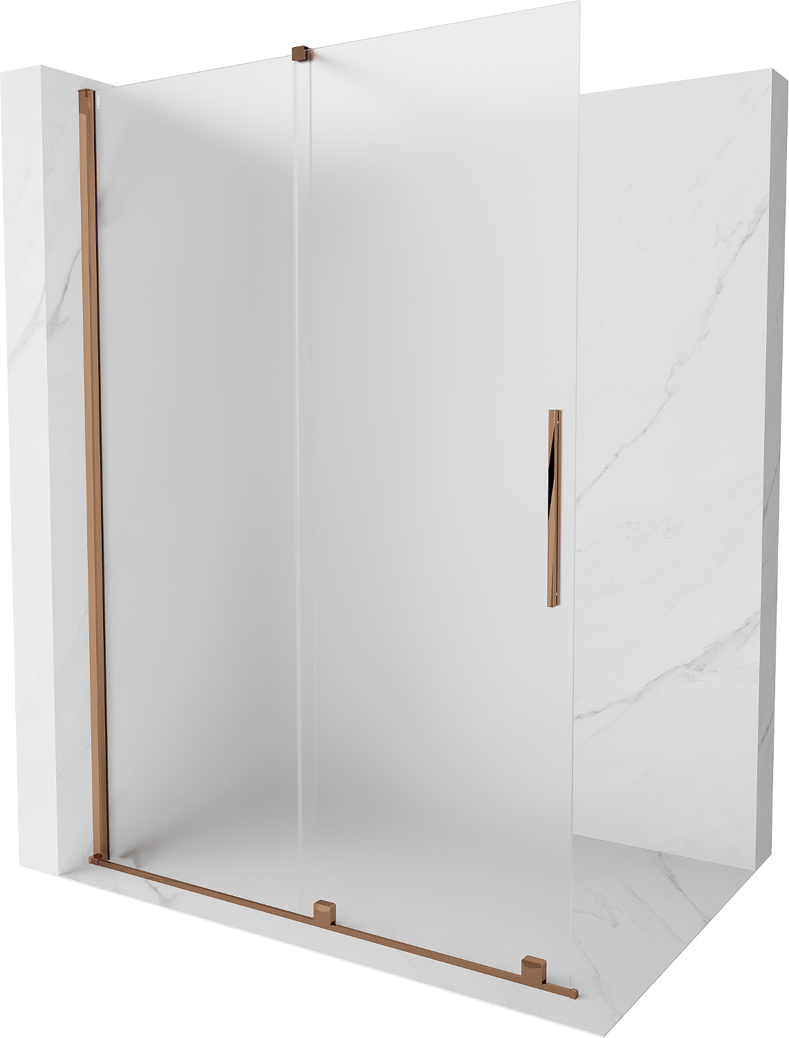 Mexen Velar ścianka prysznicowa rozsuwana Walk-in 140 x 200 cm, szron 8 mm, różowe złoto - 871-140-000-33-60