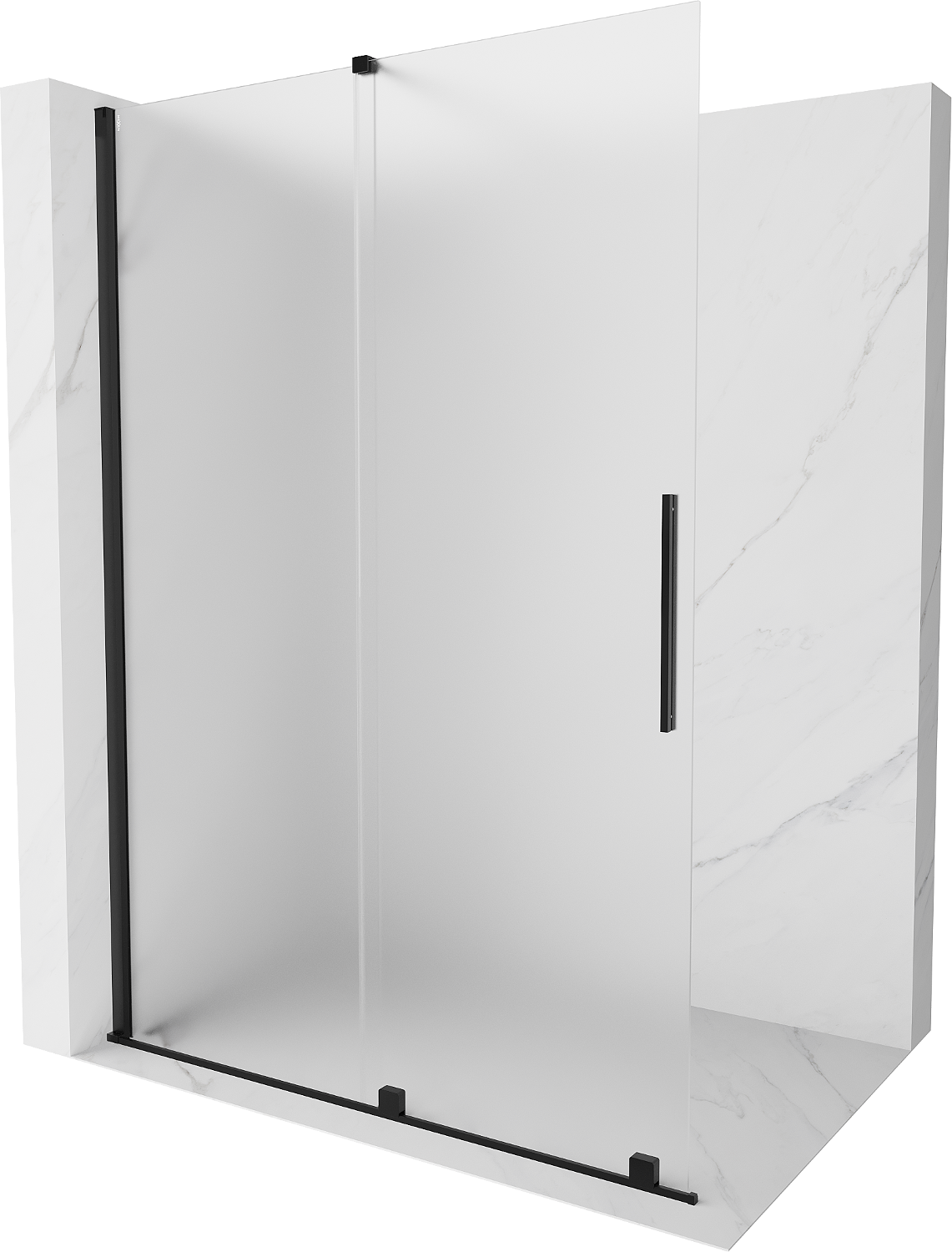 Mexen Velar ścianka prysznicowa rozsuwana Walk-in 160 x 200 cm, szron 8 mm, czarna - 871-160-000-33-70