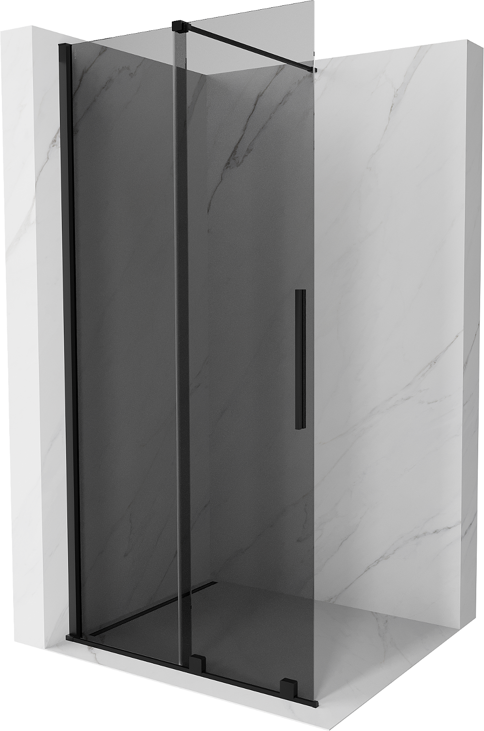 Mexen Velar ścianka prysznicowa rozsuwana Walk-in 100 x 200 cm, grafit 8 mm, czarna - 871-100-000-43-70