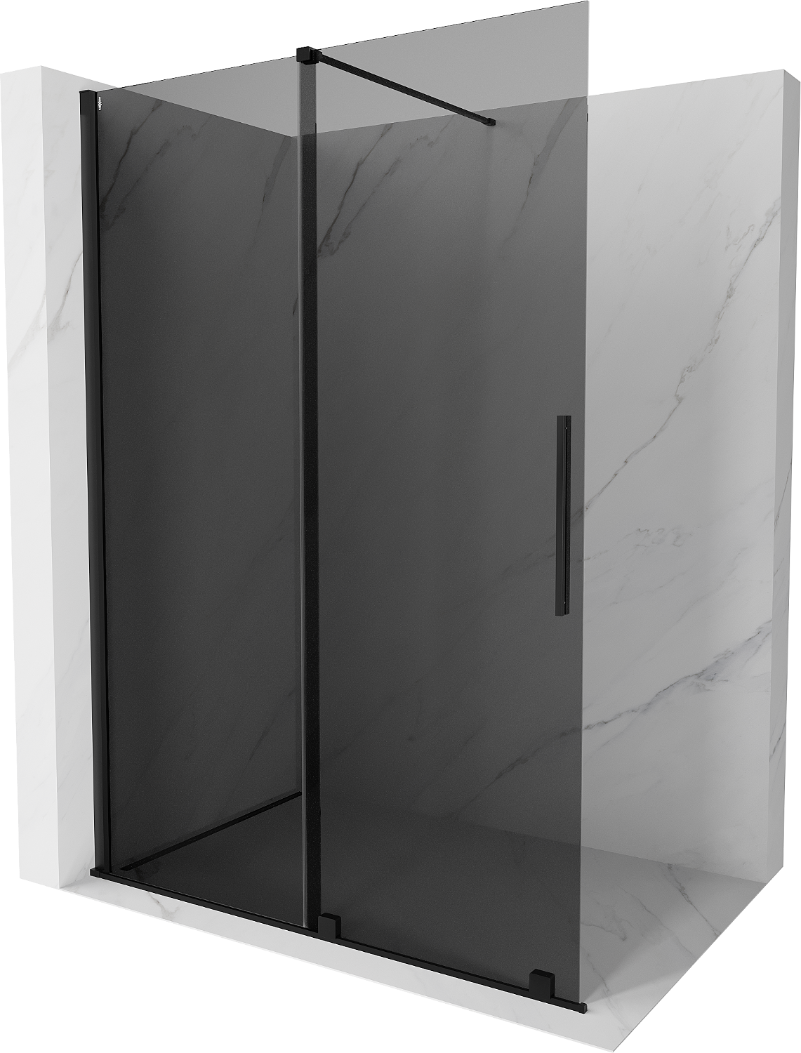 Mexen Velar ścianka prysznicowa rozsuwana Walk-in 160 x 200 cm, grafit 8 mm, czarna - 871-160-000-43-70