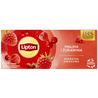 Lipton Herbata owocowa o smaku maliny i żurawiny 20 torebek