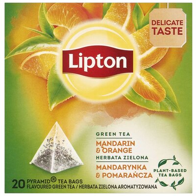 Green Lipton Tea herbata zielona Mandarynka i Pomarańcza 20 piramidek 36g