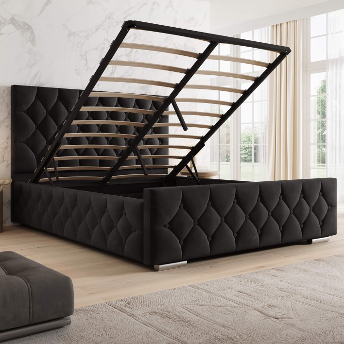 Łóżko z pojemnikiem 4319G | 180x200 | Welur | Czarny