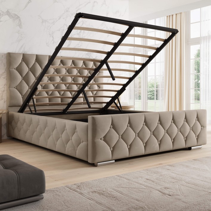 Łóżko z pojemnikiem 4319G | 160x200 | Welur | Beż #6