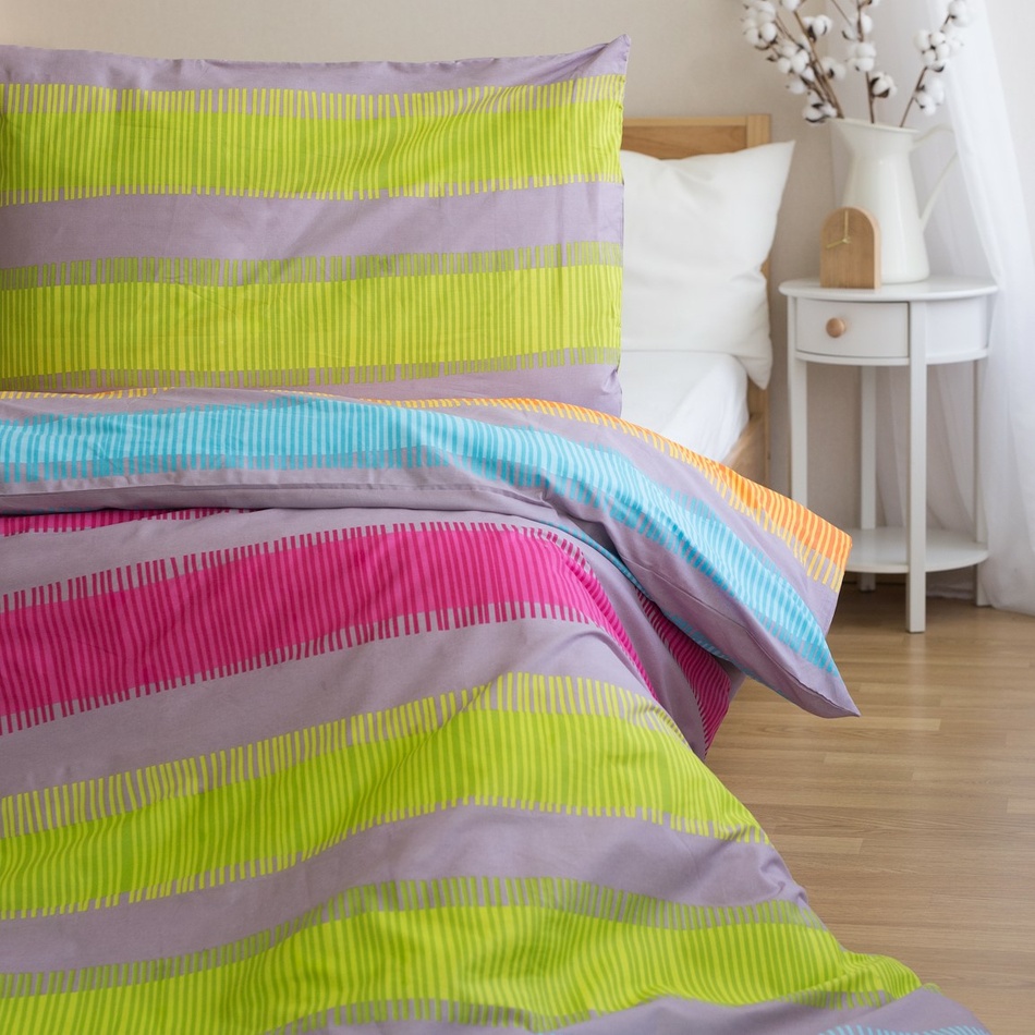 Jerry Fabrics Linen polycotton Elle raspberry, 2 szt. 140 x 200 cm, 2 szt. 70 x 90 cm