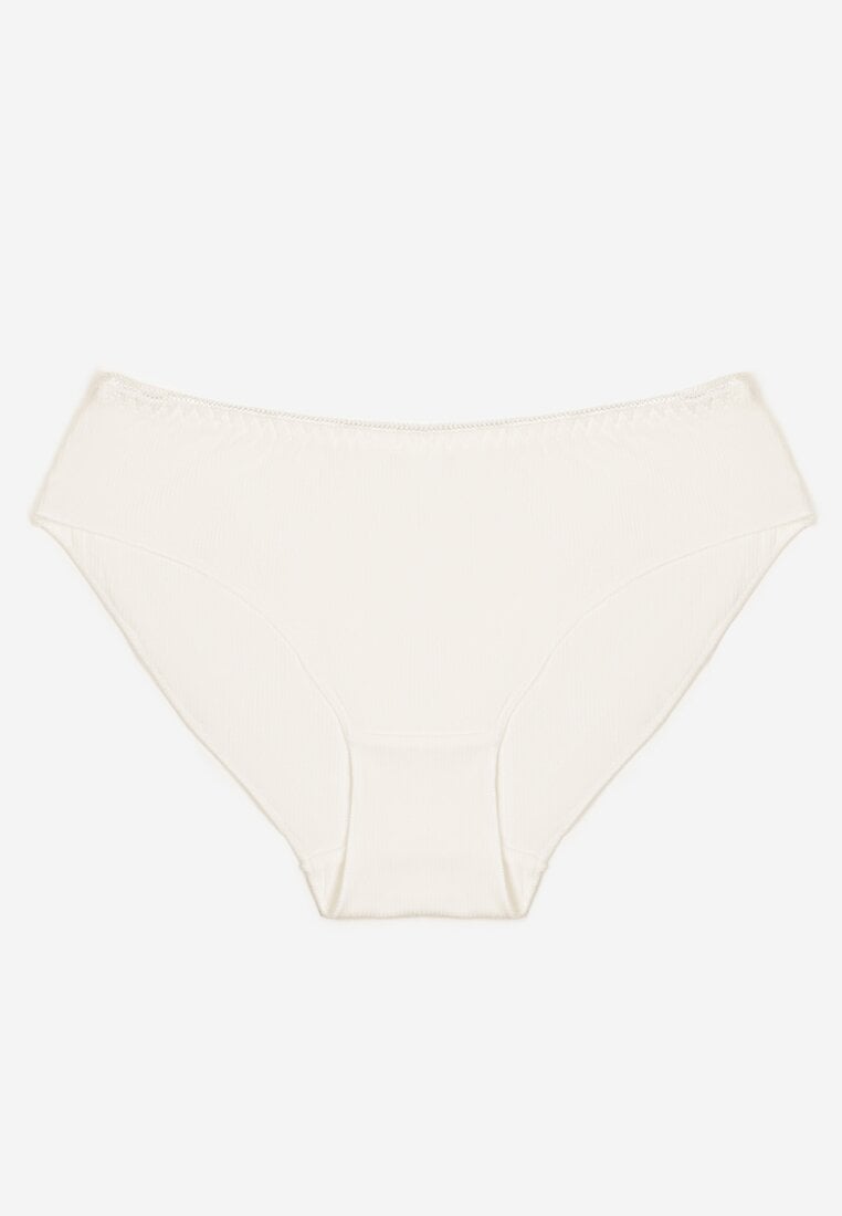 Białe Bawełniane Majtki Figi Wykończone Ozdobną Nitką Besivia