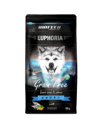 BIOFEED EUPHORIA Gluten Free Pstrąg & Łosoś monobiałkowa dla młodych psów średnich i dużych ras 10 kg -