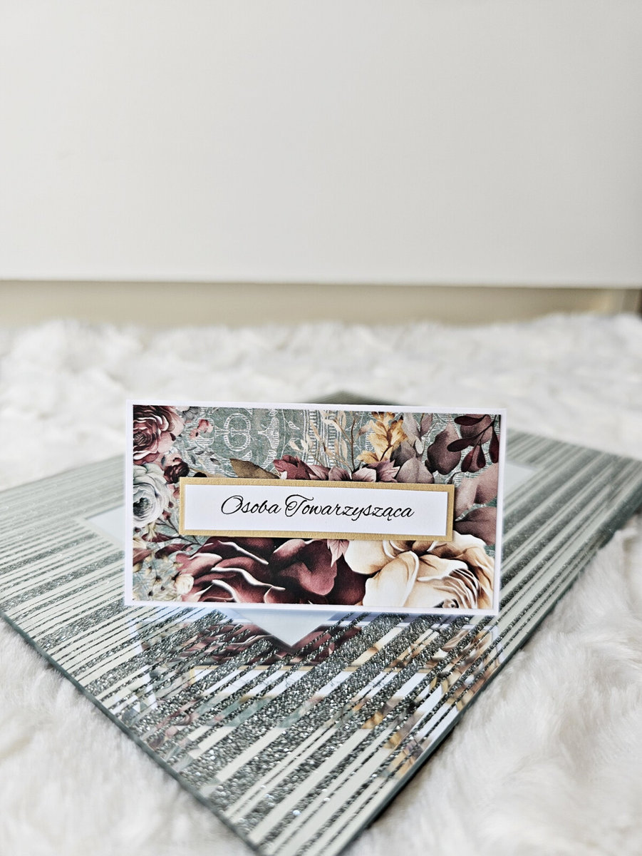 Winietki ślubne na stół burgund kwiaty - MyPerfectDay