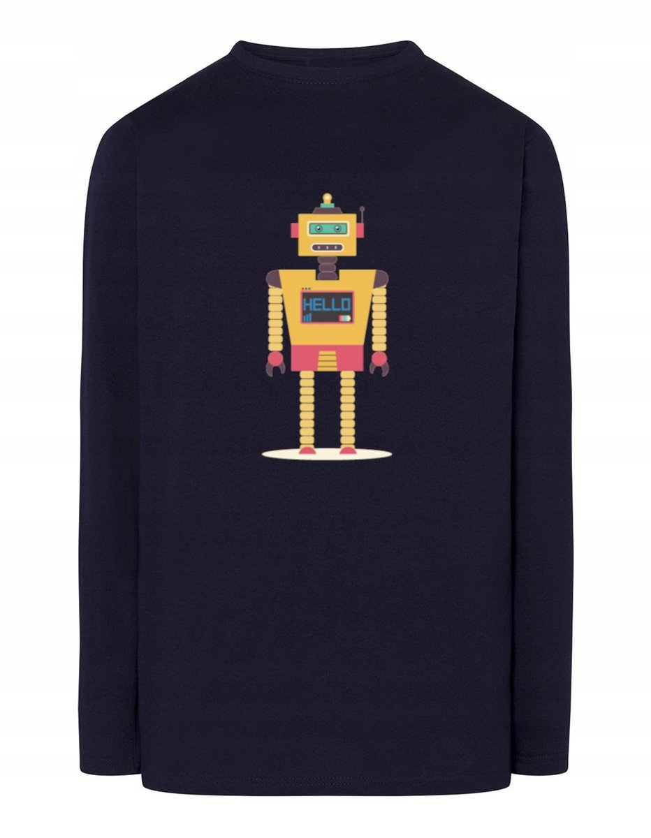 Longsleeve kolorowy nadruk robot Hello r.XXL