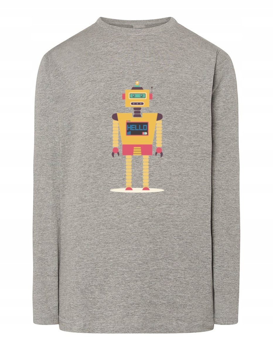 Longsleeve kolorowy nadruk robot Hello r.XXL