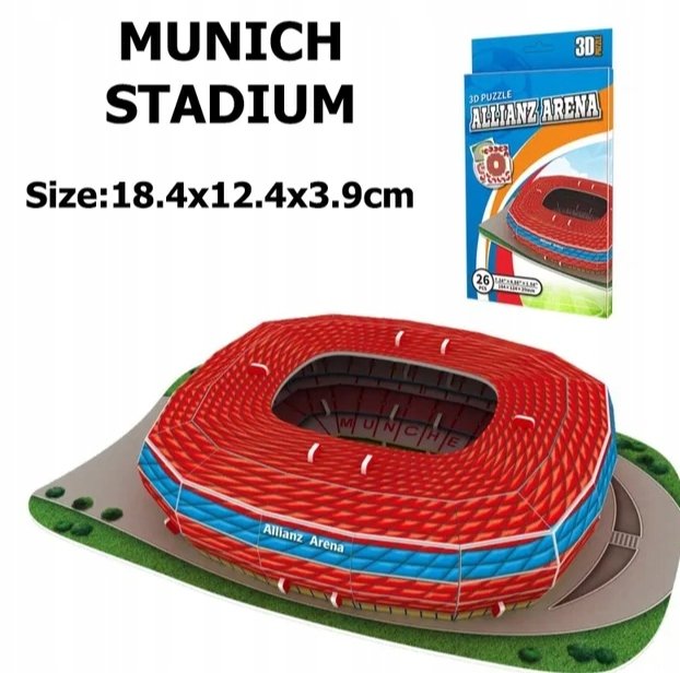 Stadion Allianz Arena puzzle 3D Bayern Monachium prezent