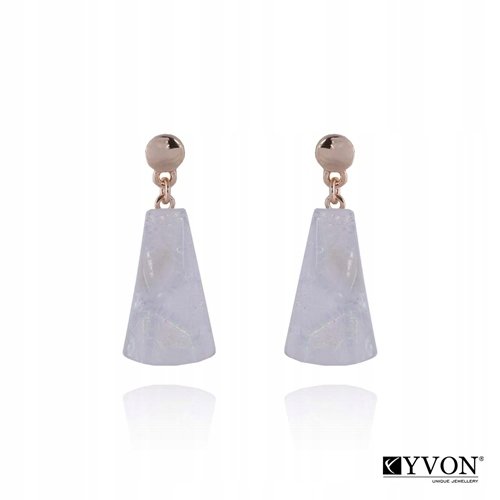 Kolczyki Krótkie Sztyft Biel Złoto Żywica Yvon