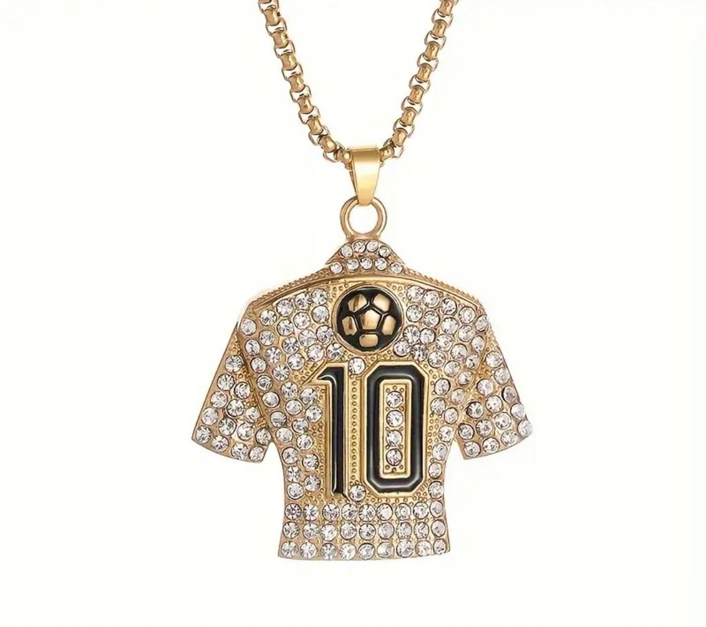 Naszyjnik wisiorek koszulka Lionel Messi 10 Goat złoty prezent streetwear