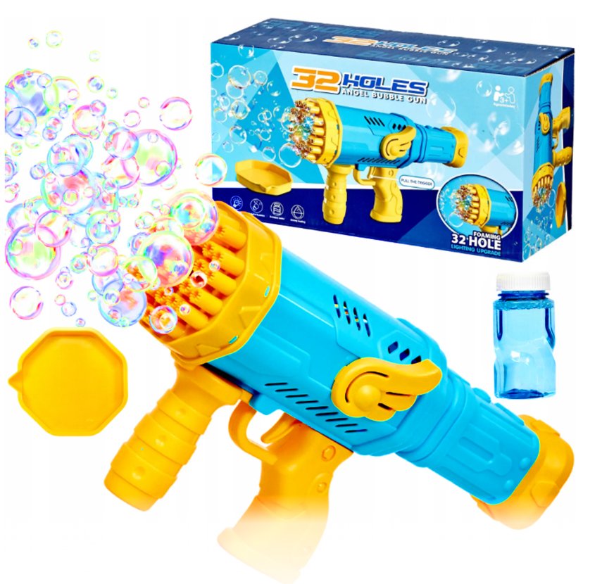 PISTOLET DO BANIEK Mydlanych AUTOMAT generator OŚWIETLENIE LED + PŁYN