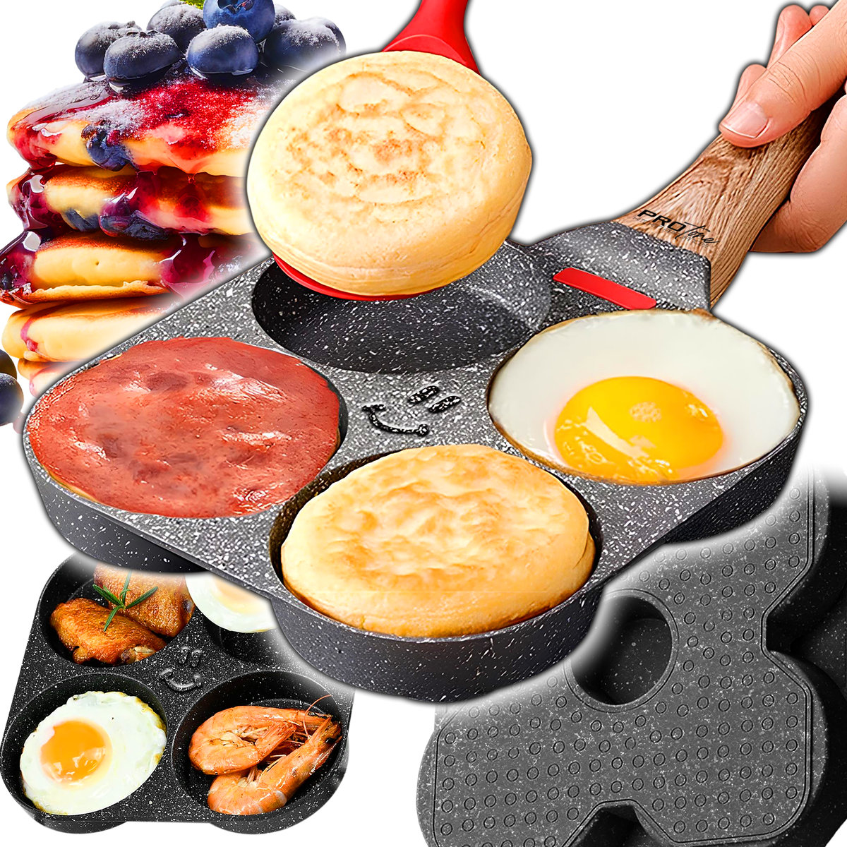 PATELNIA INDUKCYJNA do smażenia JAJEK Pancakes Naleśników Omletów PLACKÓW /ProTone FP-6P-BLACK