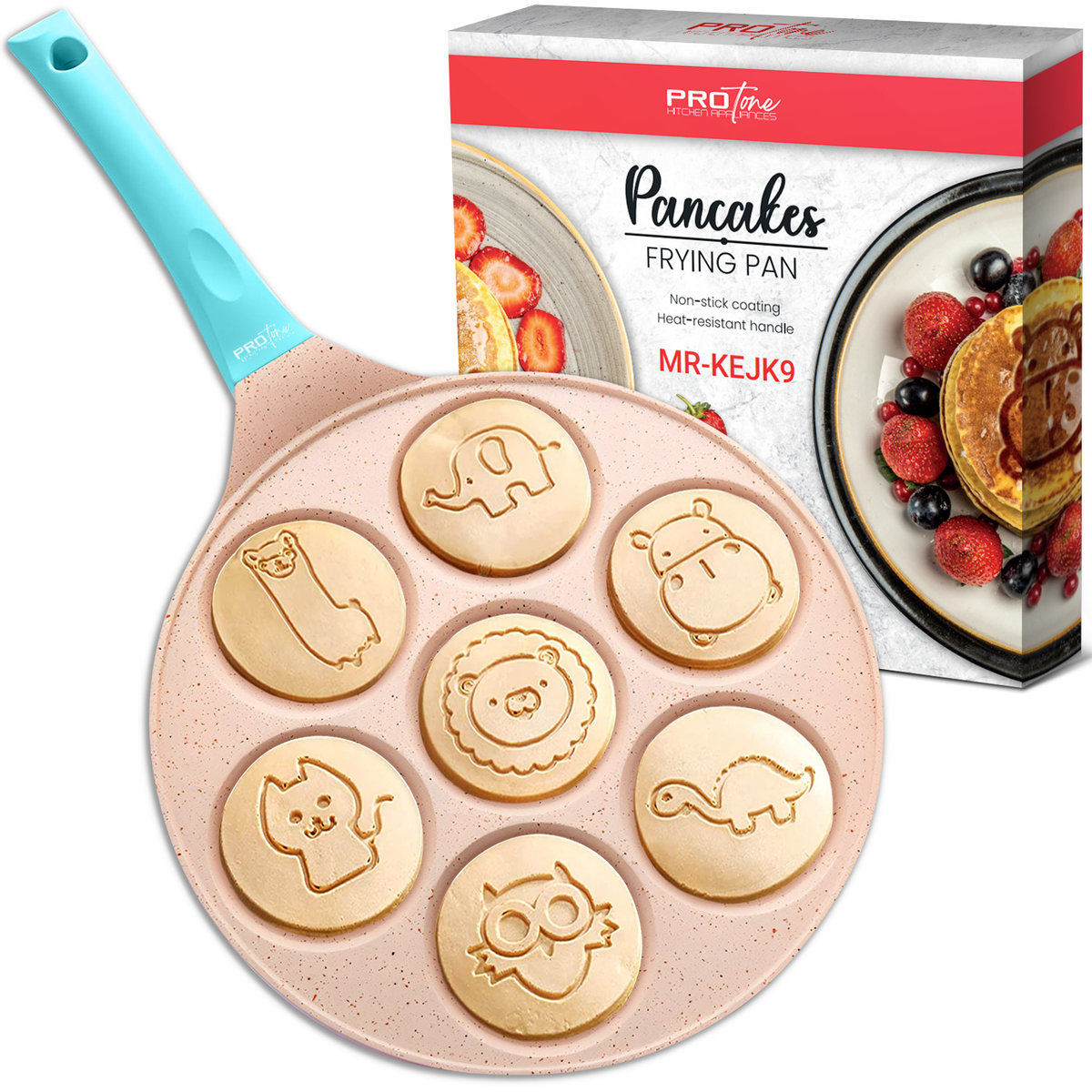 Patelnia do NALEŚNIKÓW placków PANCAKES jajek ŚMIESZNE ZWIERZĄTKA MARMUROWA / ProTone MR-KEJK9
