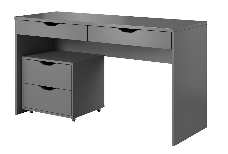 Nowoczesne biurko z kontenerkiem MATEO - Grafitowe