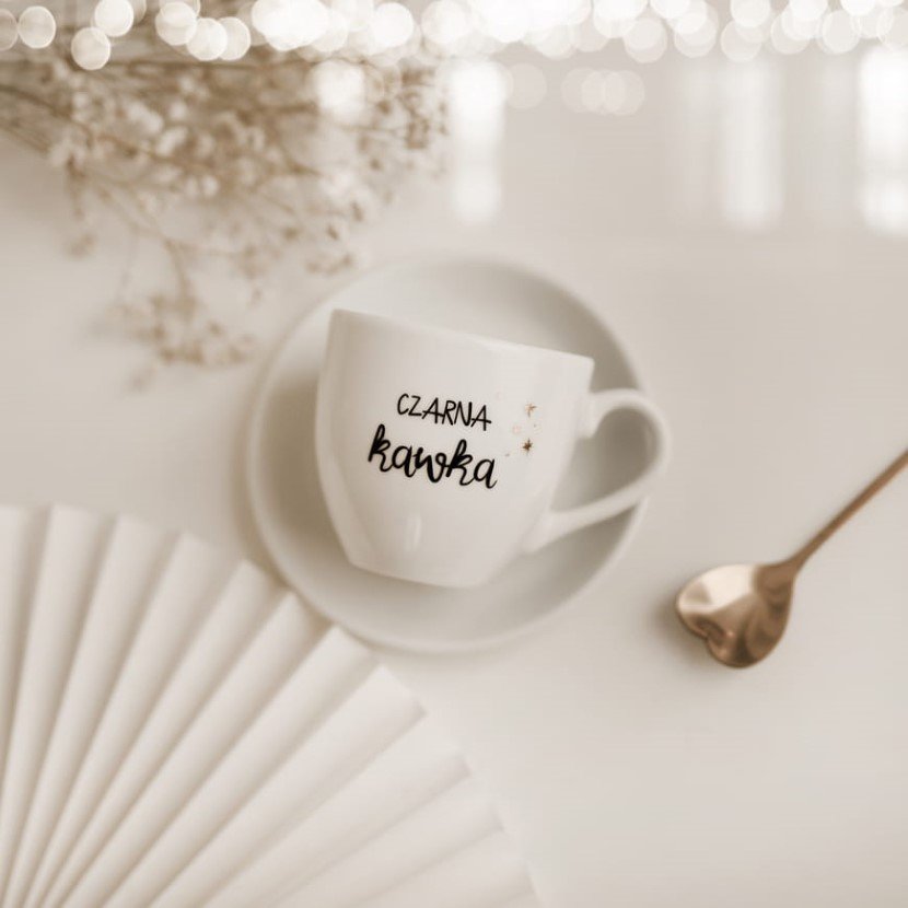Filiżanka 100 ml espresso ze spodkiem - Czarna kawka