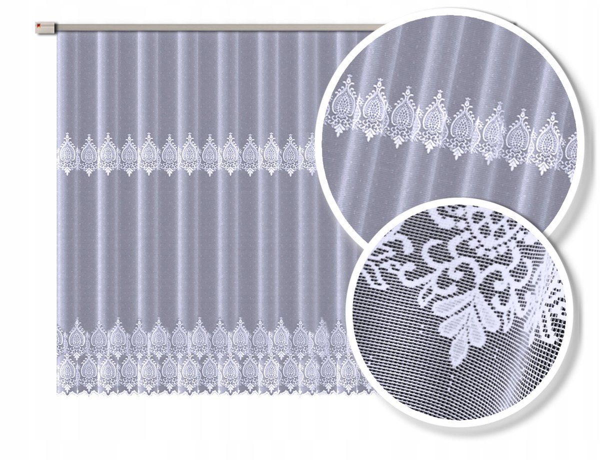 FIRANKA FIRANA ŻAKARDOWA 623936/180CM BIAŁA ZE WZOREM PASOWYM