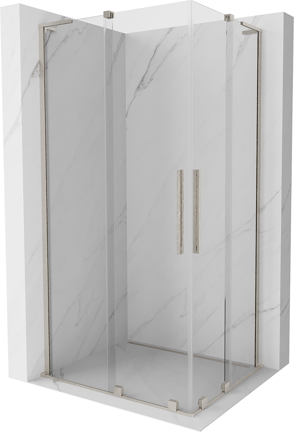 Mexen Velar L Duo kabina prysznicowa rozsuwana 90x80 cm, transparent, nikiel szczotkowany - 871-090-080-02-03-97