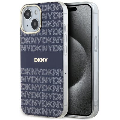 Oryginalne Etui IPHONE 13 / 14 / 15 DKNY Hardcase IML Mono & Stripe MagSafe (DKHMP15SHRHSEB) niebieskie