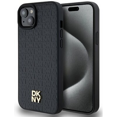Oryginalne Etui IPHONE 13 / 14 / 15 DKNY Hardcase Leather Pattern Metal Logo MagSafe (DKHMP15SPSHRPSK) czarne