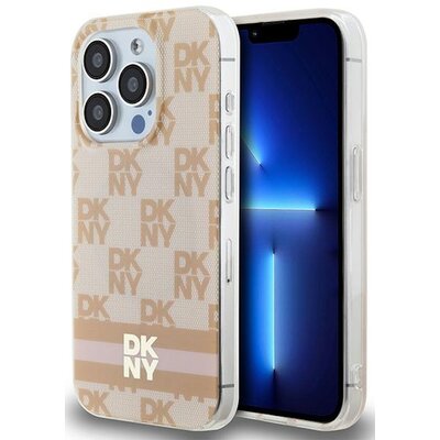 Oryginalne Etui IPHONE 13 PRO DKNY Hardcase IML Checkered Mono Pattern & Printed Stripes MagSafe (DKHMP13LHCPTSP) różowe