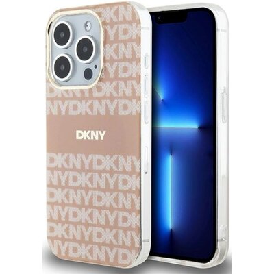 Oryginalne Etui APPLE IPHONE 15 PRO DKNY Hardcase IML Mono & Stripe MagSafe (DKHMP15LHRHSEP) różowe