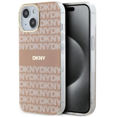 Oryginalne Etui IPHONE 15 PLUS / 14 PLUS DKNY Hardcase IML Mono & Stripe MagSafe (DKHMP15MHRHSEP) różowe