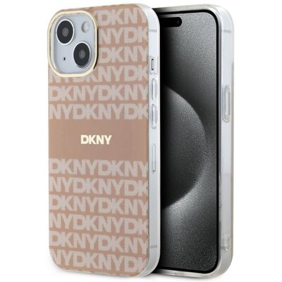 Oryginalne Etui IPHONE 13 / 14 / 15 DKNY Hardcase IML Mono & Stripe MagSafe (DKHMP14SHRHSEP) różowe