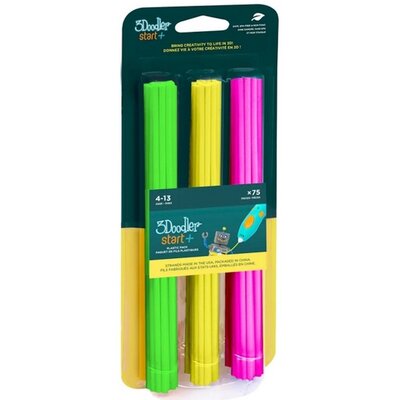 FILAMENT 3DOODLER START EKO, 2.5MM, 75 SZTUK, NEON GLOW, ZIEL, ŻÓŁTY, RÓŻ 3DS-ECO-MIX4-75