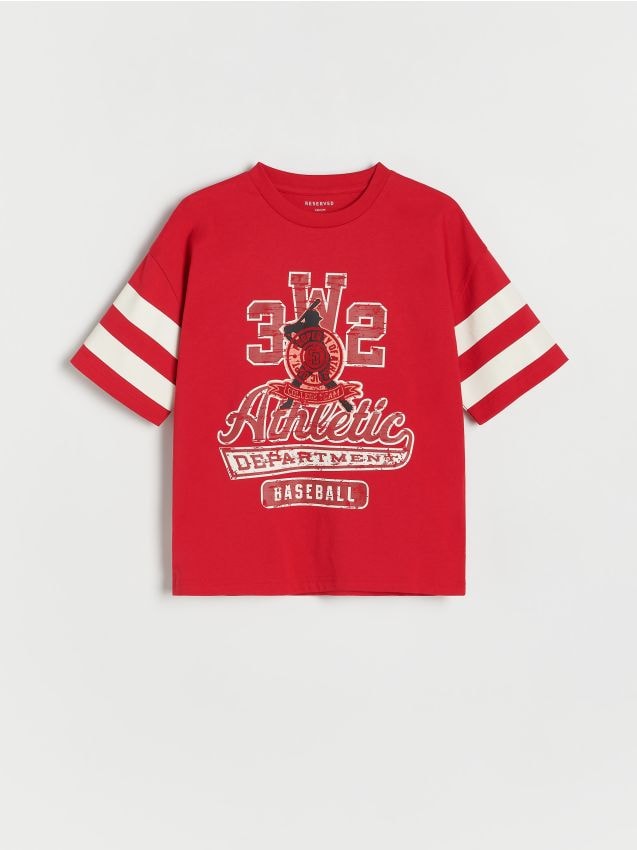Reserved - T-shirt oversize - czerwony