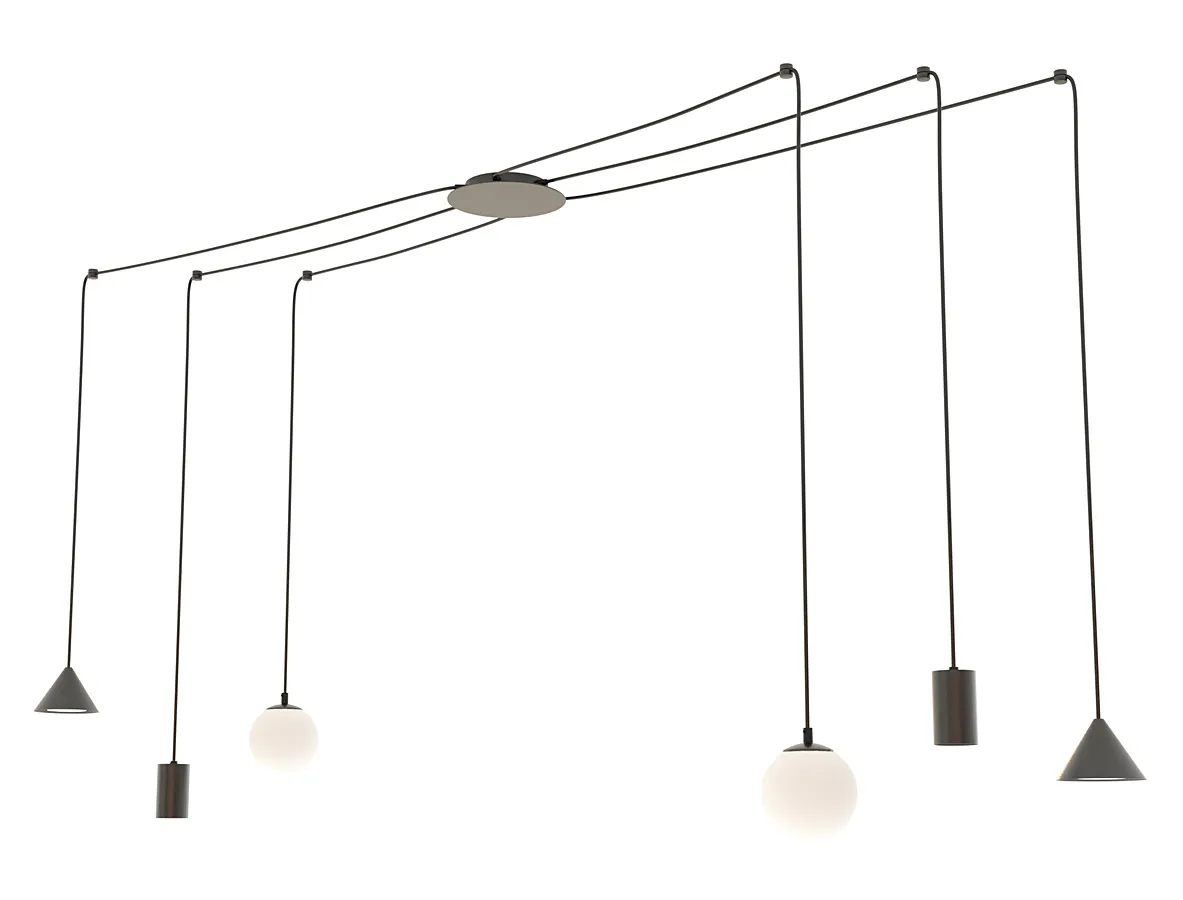 Czarna nowoczesna lampa pająk - 4X D132 P5-H68