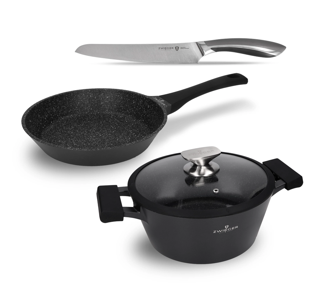 Zestaw garnka, patelni i noża 4 el. Black Stone Zwieger>
