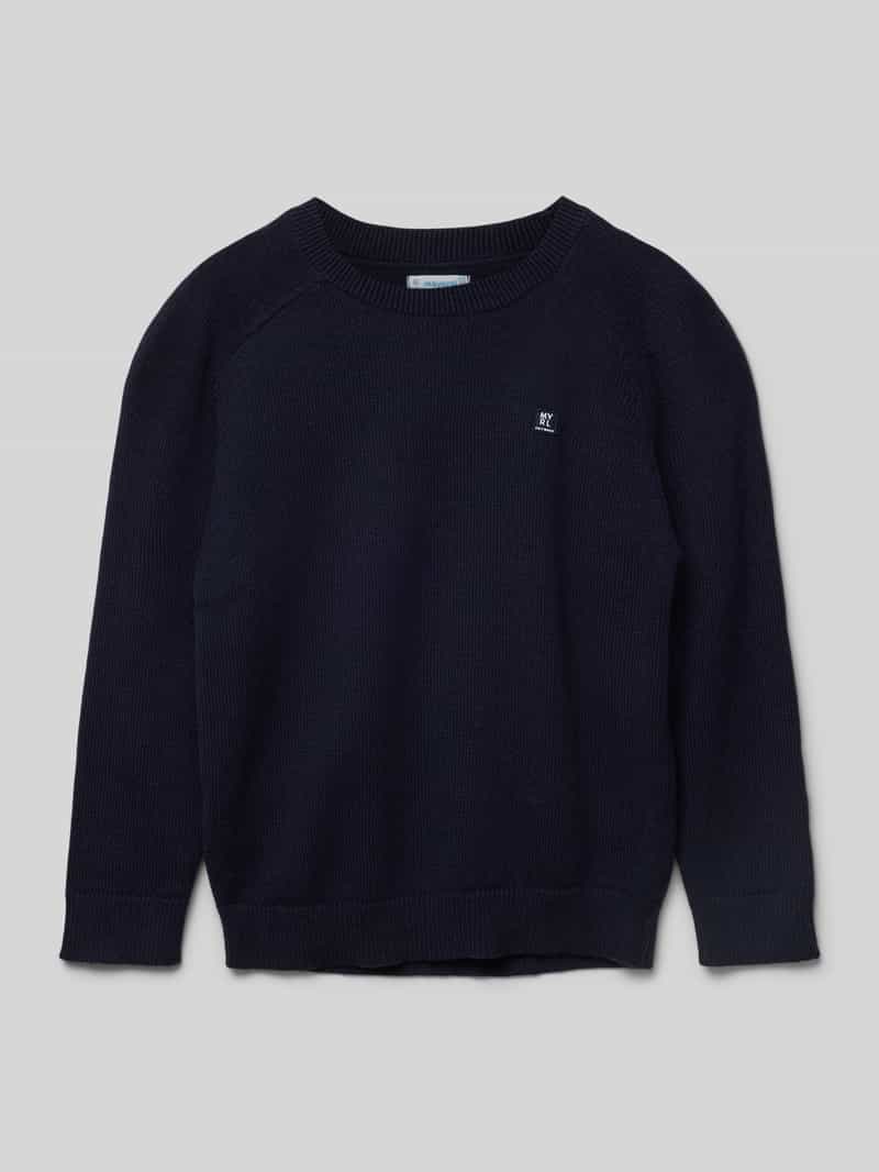 Sweter z dzianiny z detalem z logo