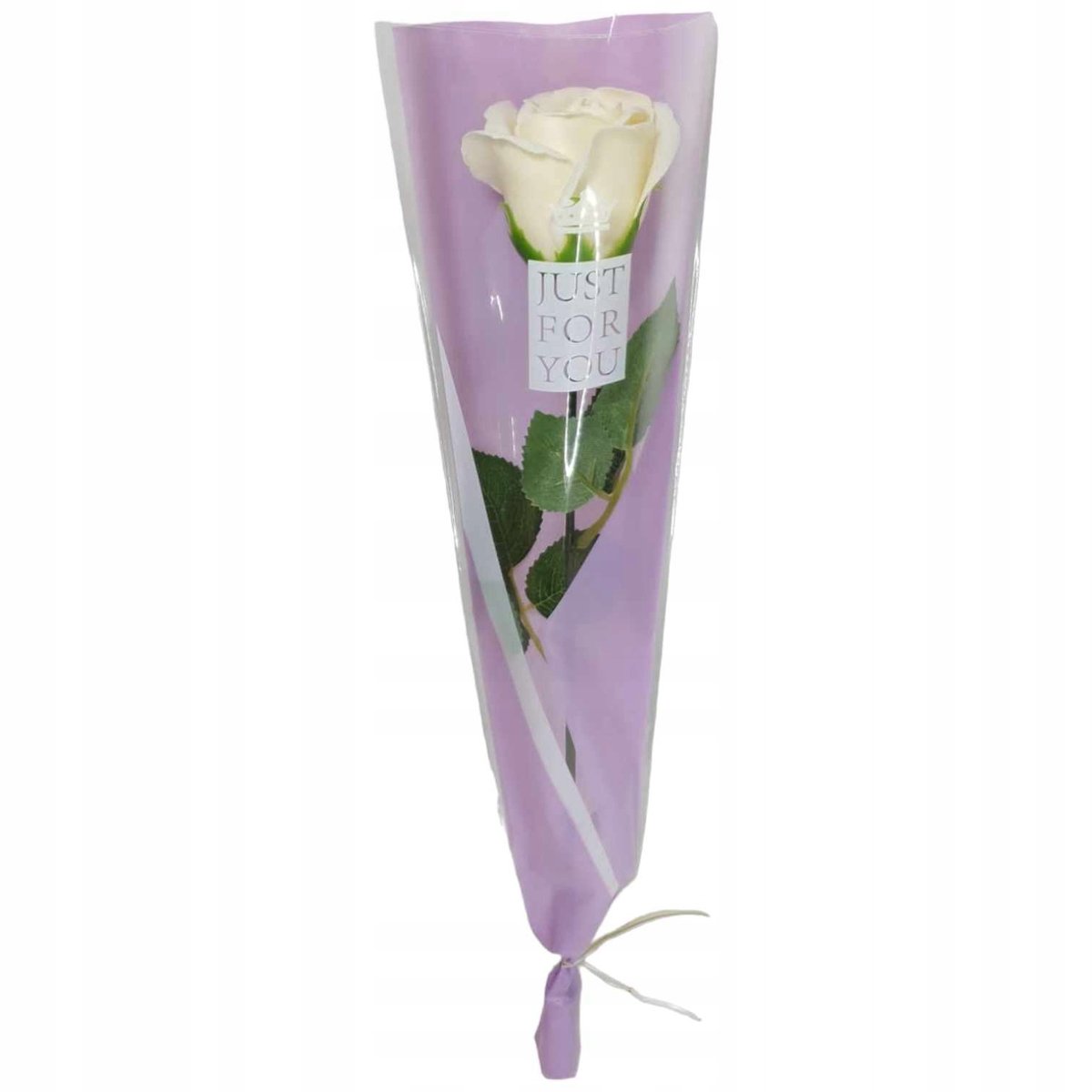 Bukiet róża mydlana jak żywa 43 cm kremowa flower box na PREZENT upominek