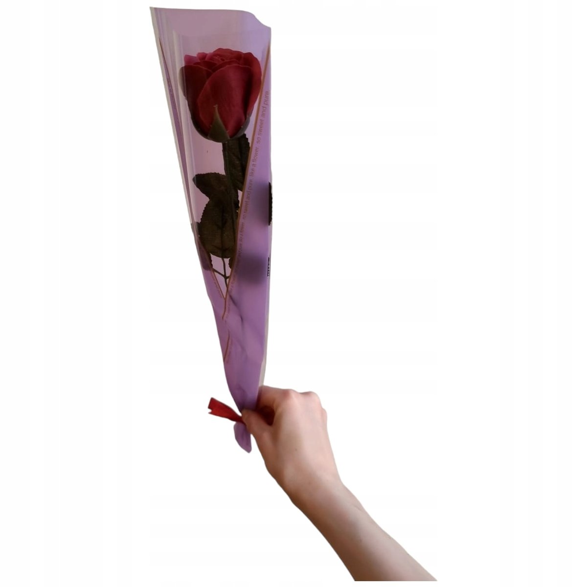 Bukiet róża mydlana pachnąca jak żywa 43 cm bordo PREZENT zakończenie roku