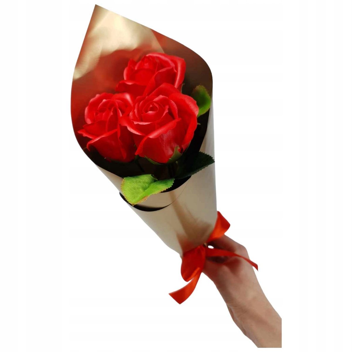 Bukiet z czerwonych róż mydlanych kwiaty mydlana 37 cm dla ukochanej