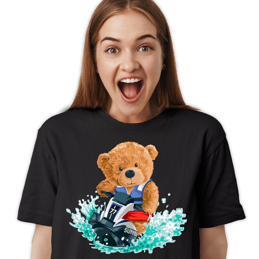 KOSZULKA T-SHIRT S Damska Miś Sportowiec Wzory