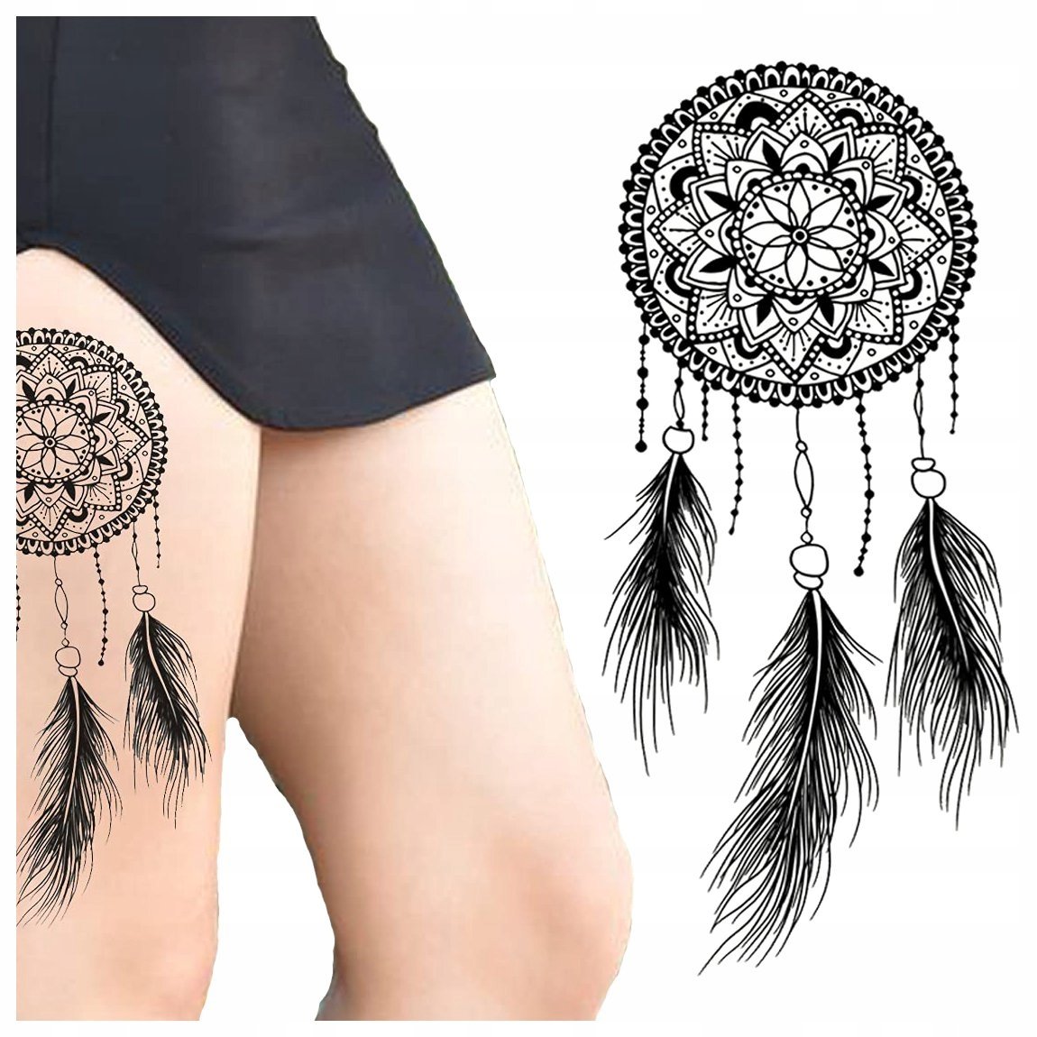 TATUAŻ ZMYWALNY TYMCZASOWY WODNY- ŁAPACZ SNÓW / MANDALA