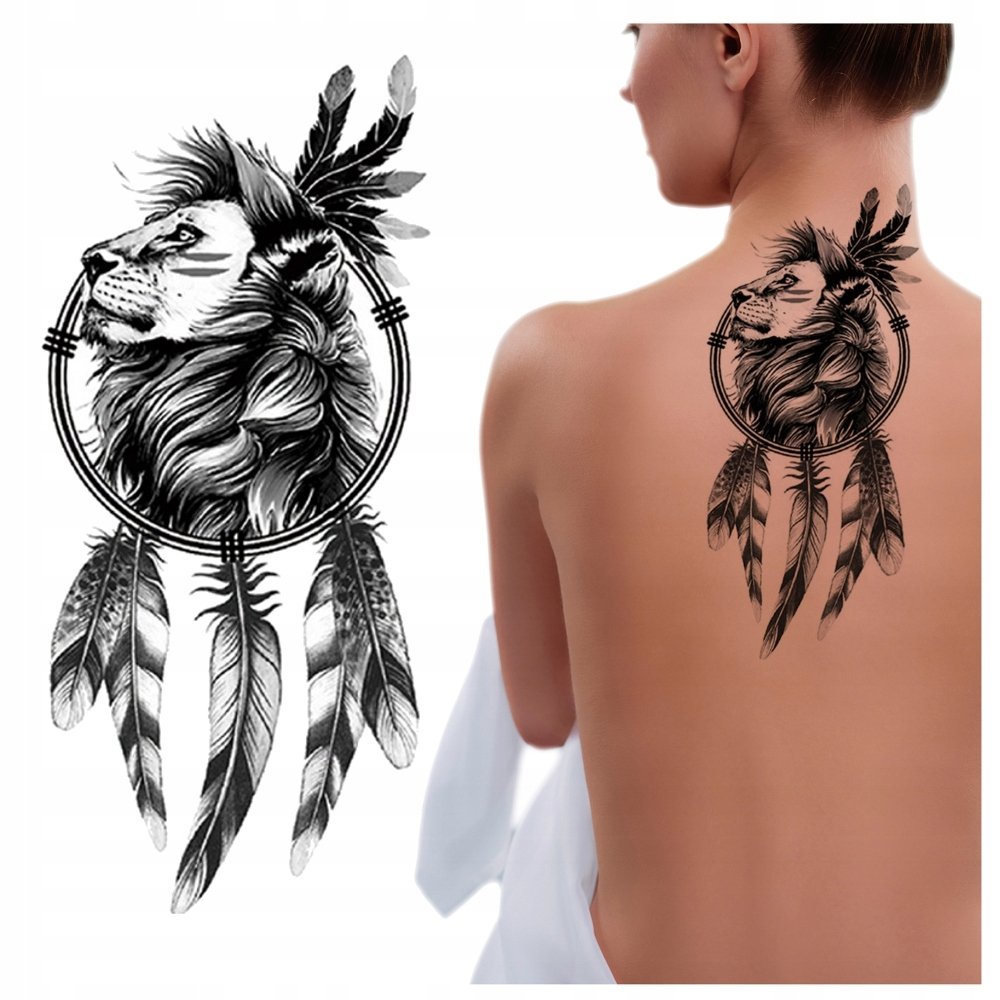 TATUAŻ ZMYWALNY TYMCZASOWY WODNY - LEW WOJOWNIK KRÓL PLEMIENIA