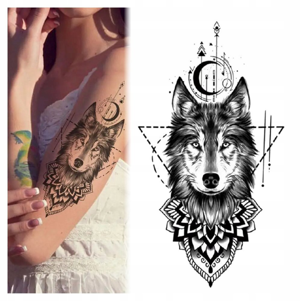 TATUAŻ ZMYWALNY TYMCZASOWY WODNY- WILK BOHO