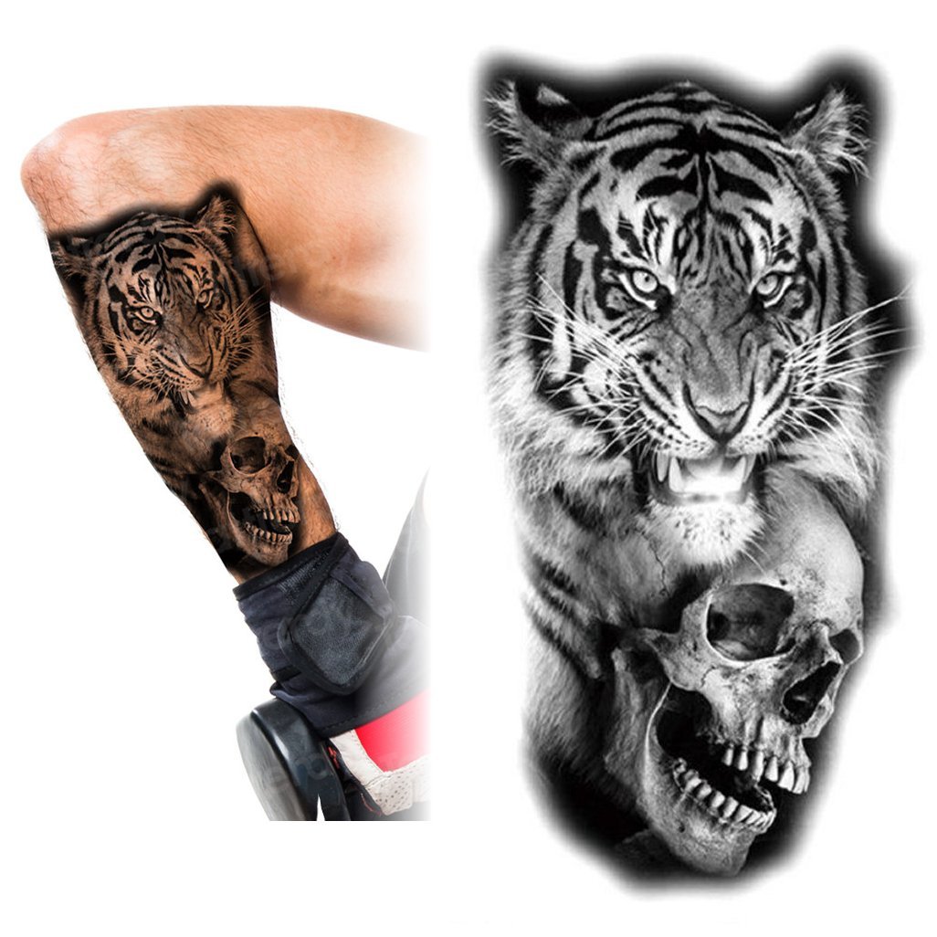 TATUAŻ ZMYWALNY TYMCZASOWY WODNY - TYGRYS MROCZNA CZASZKA