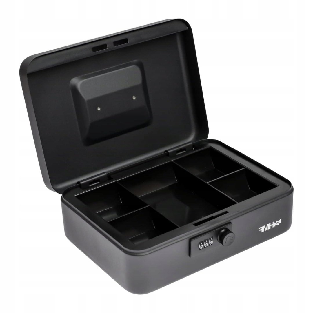 KASETKA NA PIENIĄDZE ZAMYKANA NA ZAMEK SZYFROWY CZARNA 25x18x8,5 cm